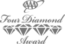 The image shows a logo with the text "AAA Four Diamond Award" and features four diamond shapes in a row.
